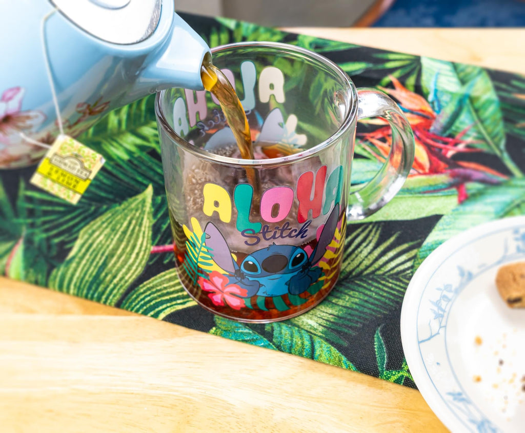Disney Lilo & Stitch "Aloha" 18-Ounce Glass Coffee Mug