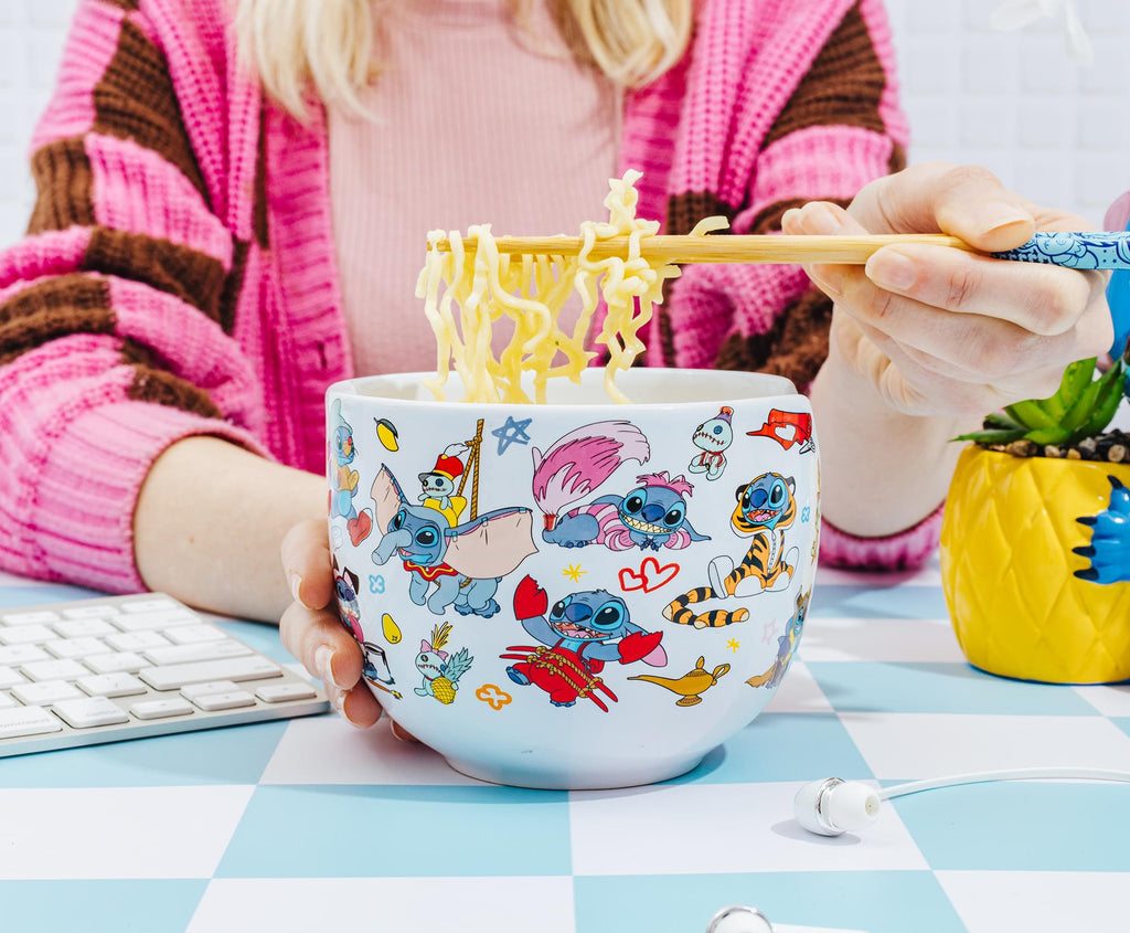 Disney Lilo & Stitch Costumes 20-Ounce Ceramic Ramen Bowl With Chopsticks