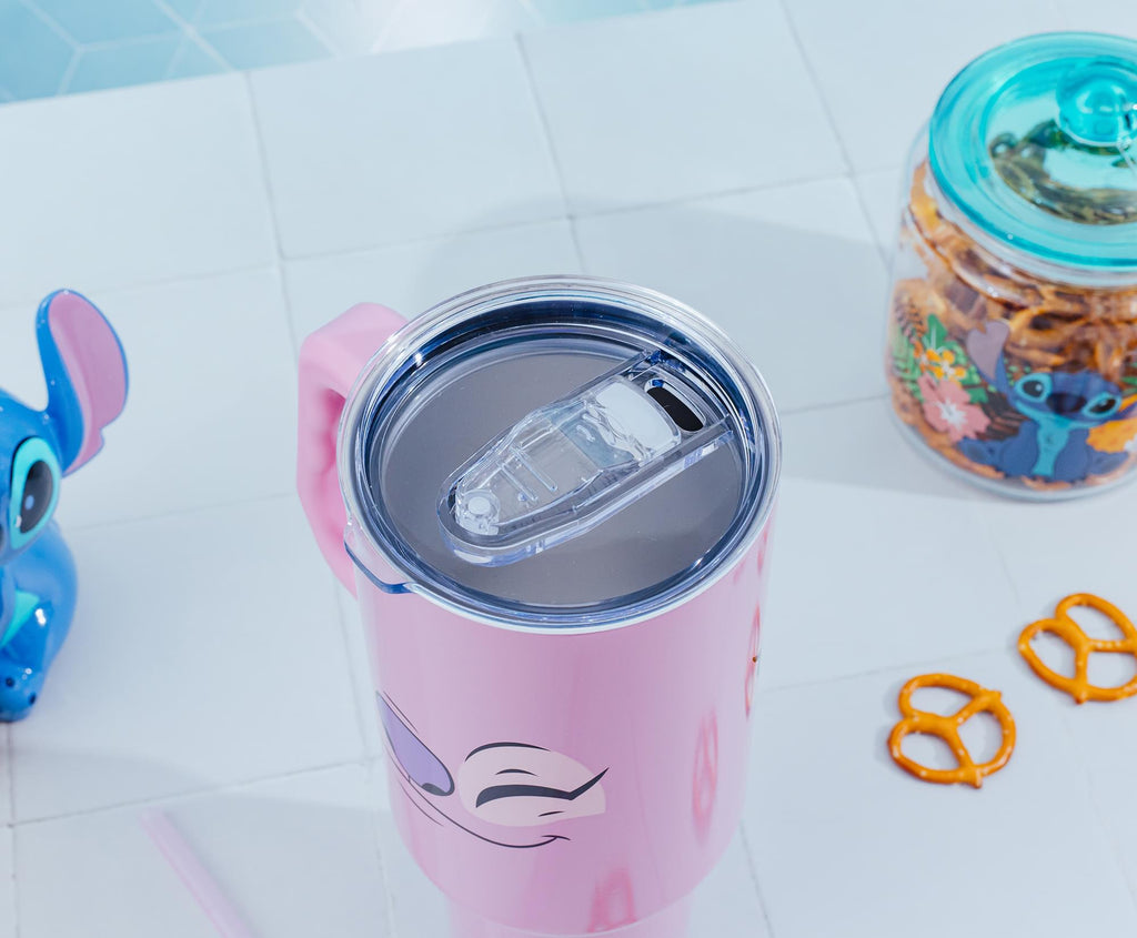 Disney Lilo & Stitch Angel Stainless Steel Tumbler With Handle | Holds 40 Ounces