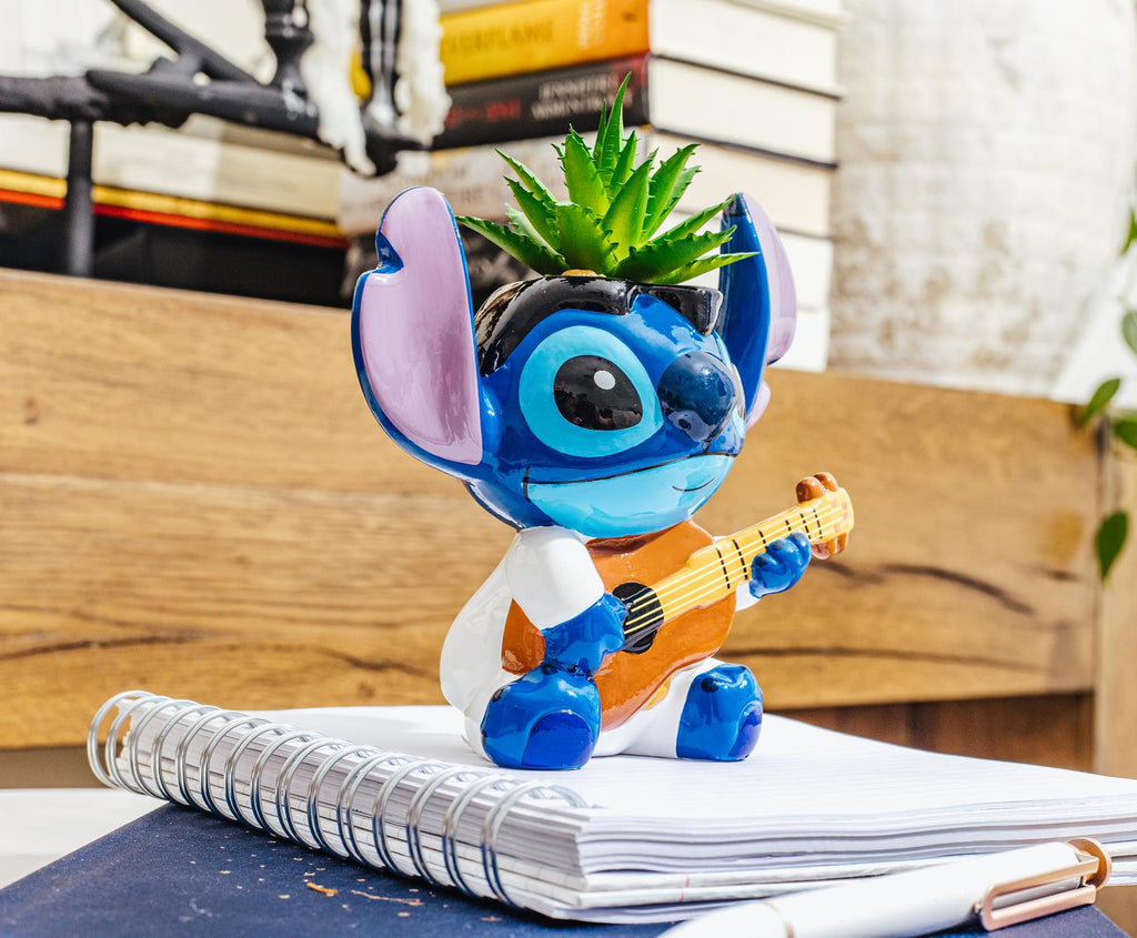 Disney Lilo & Stitch Elvis 6-Inch Ceramic Mini Planter With Artificial Succulent