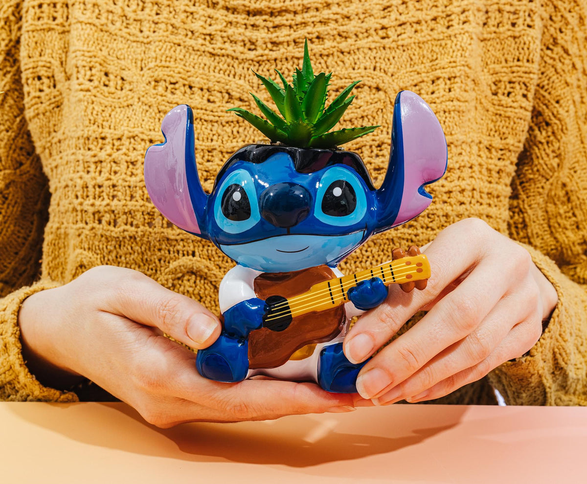 Disney Lilo & Stitch Elvis 6-Inch Ceramic Mini Planter With Artificial Succulent