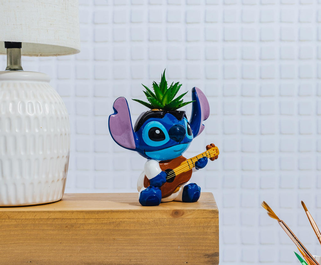 Disney Lilo & Stitch Elvis 6-Inch Ceramic Mini Planter With Artificial Succulent