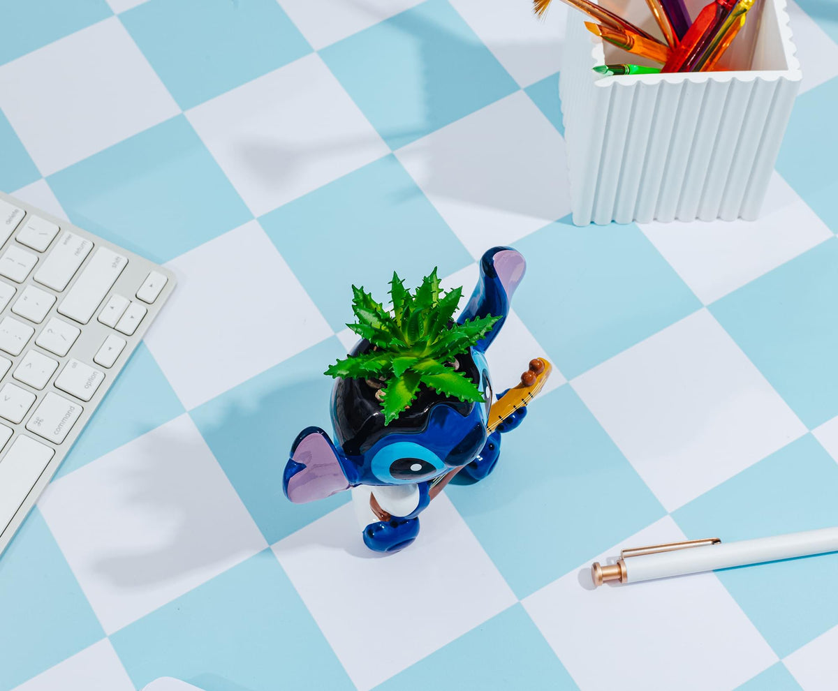 Disney Lilo & Stitch Elvis 6-Inch Ceramic Mini Planter With Artificial Succulent
