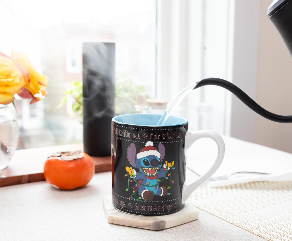 Disney Lilo & Stitch Holiday Sweater Heat-Reveal Ceramic Mug | Holds 14 Ounces