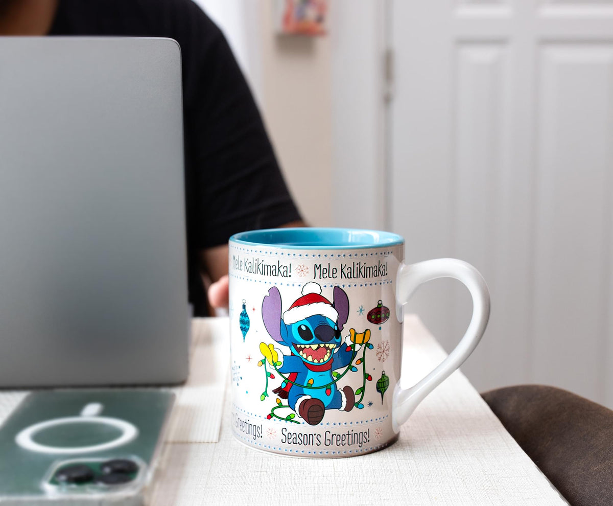 Disney Lilo & Stitch Holiday Sweater Heat-Reveal Ceramic Mug | Holds 14 Ounces