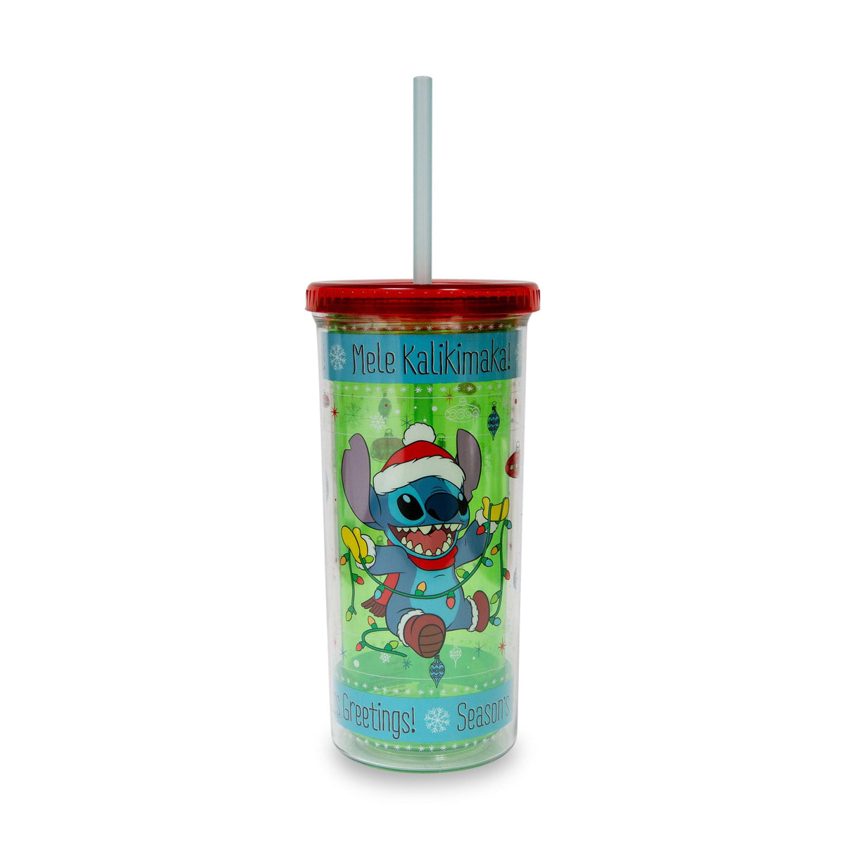 Disney Lilo & Stitch Holiday Lights Carnival Cup With Lid And Straw | Holds 20 Ounces