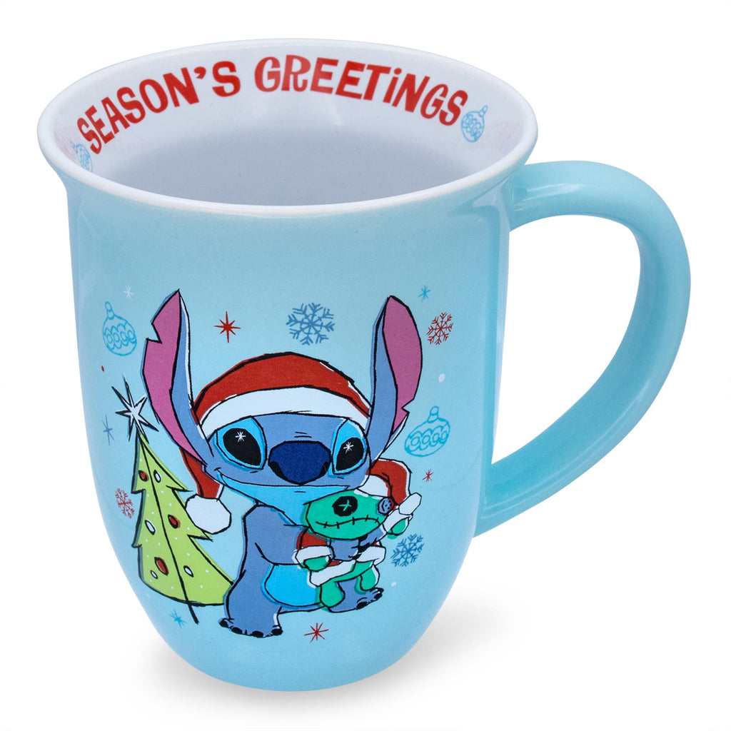 Disney Lilo & Stitch "Season's Greetings" Wide Rim Ceramic Mug | Holds 16 Ounces