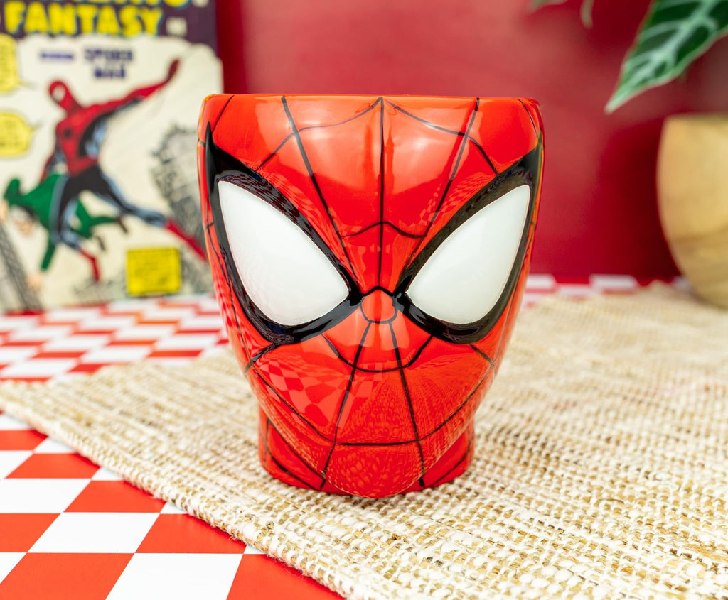 Marvel Spider-Man Head 3D Sculpted Ceramic Mug With Web Handle | Holds 30 Ounces