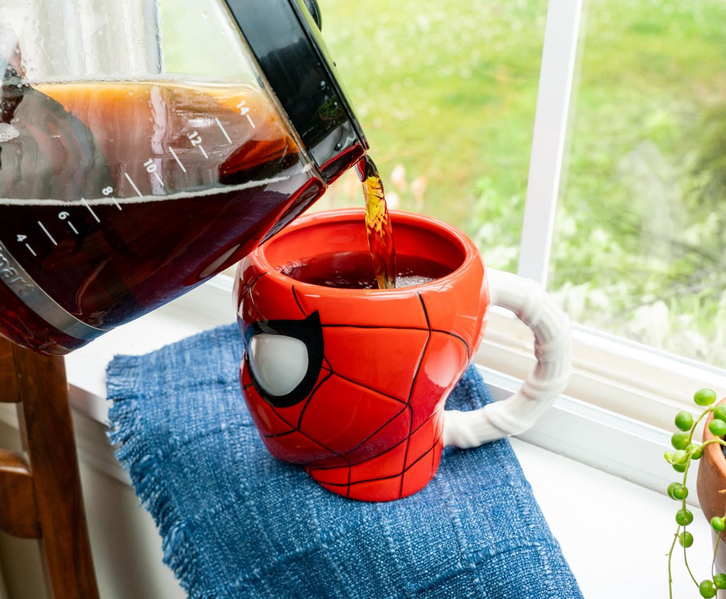 Marvel Spider-Man Head 3D Sculpted Ceramic Mug With Web Handle | Holds 30 Ounces