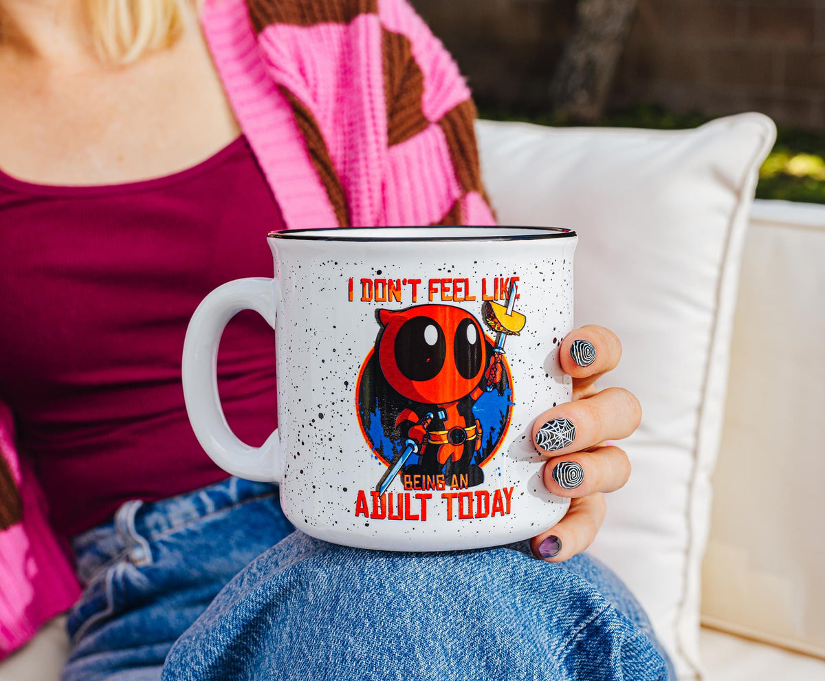Marvel Deadpool "Don't Feel Like An Adult Today" Ceramic Camper Mug | 20 Ounces