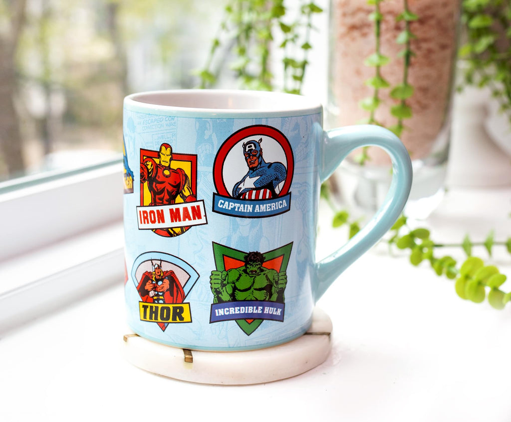 Marvel Comics Character Badges Ceramic Mug | Holds 14 Ounces