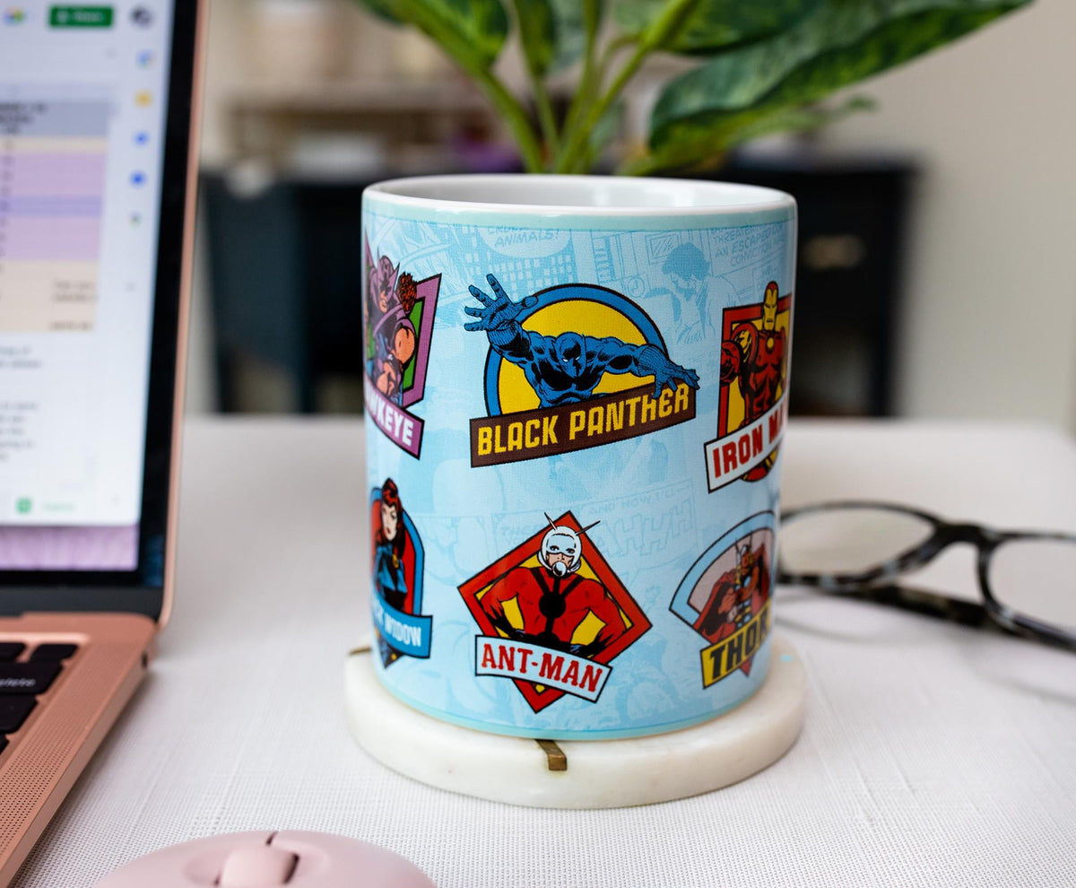 Marvel Comics Character Badges Ceramic Mug | Holds 14 Ounces