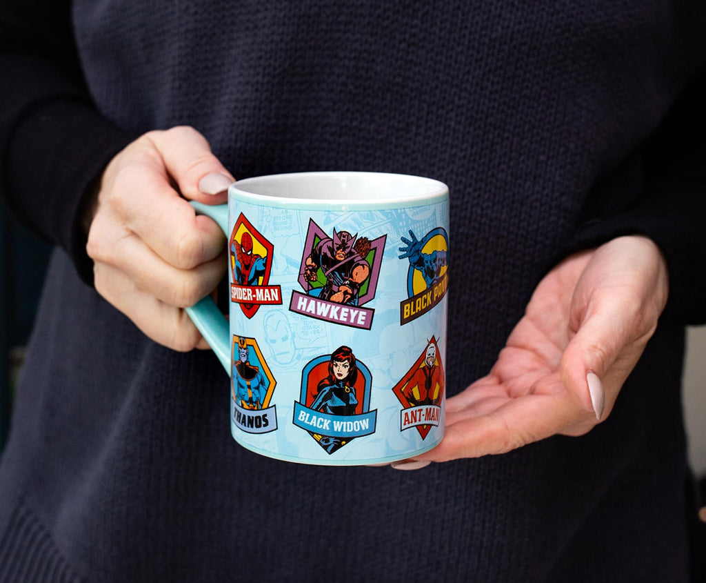 Marvel Comics Character Badges Ceramic Mug | Holds 14 Ounces