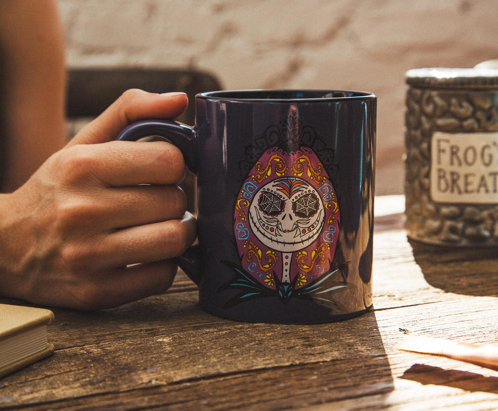 Disney Nightmare Before Christmas Sugar Skulls Jack and Sally Ceramic Mug Set