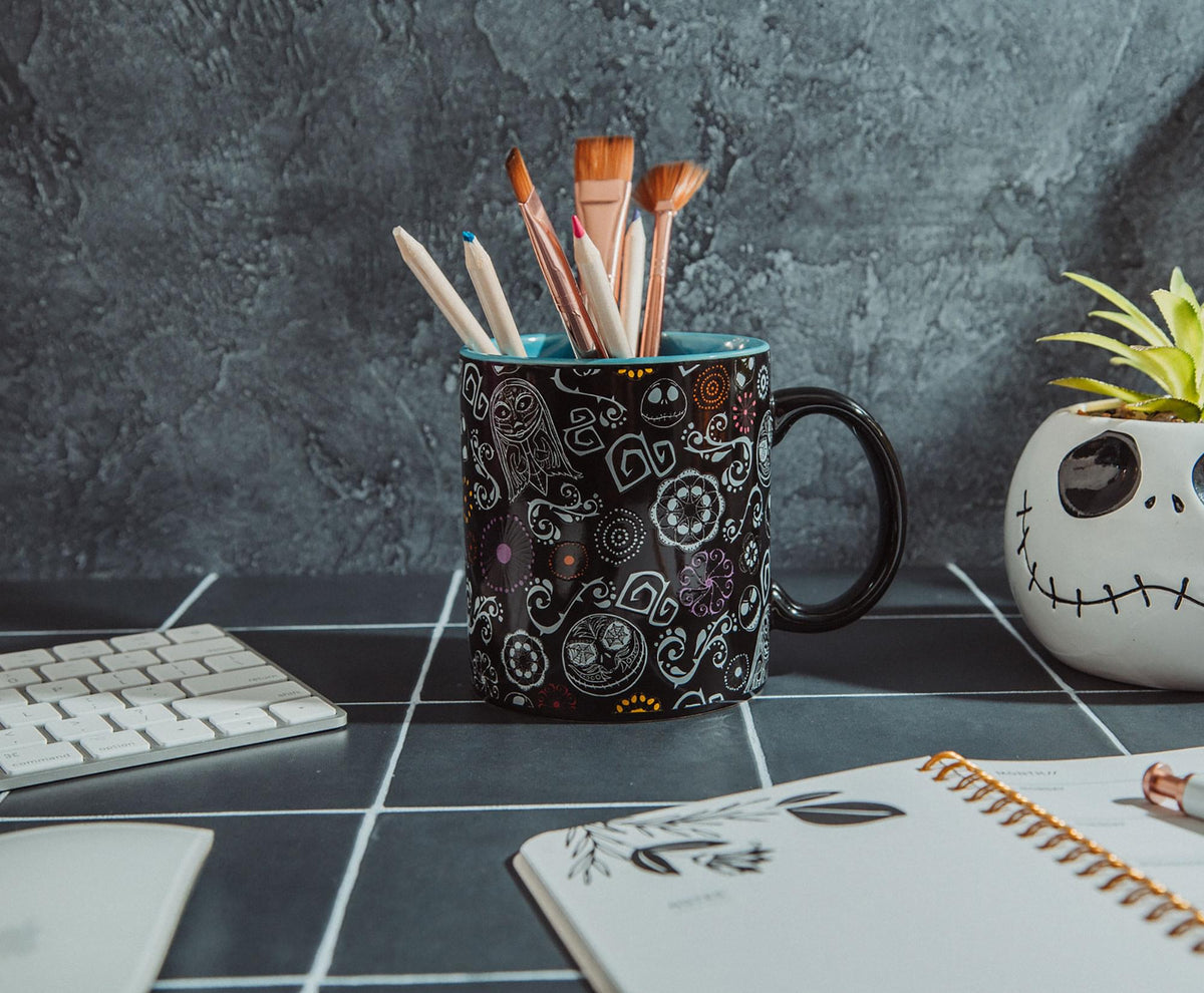 Disney The Nightmare Before Christmas Sugar Skulls Ceramic Mug | Holds 20 Ounces