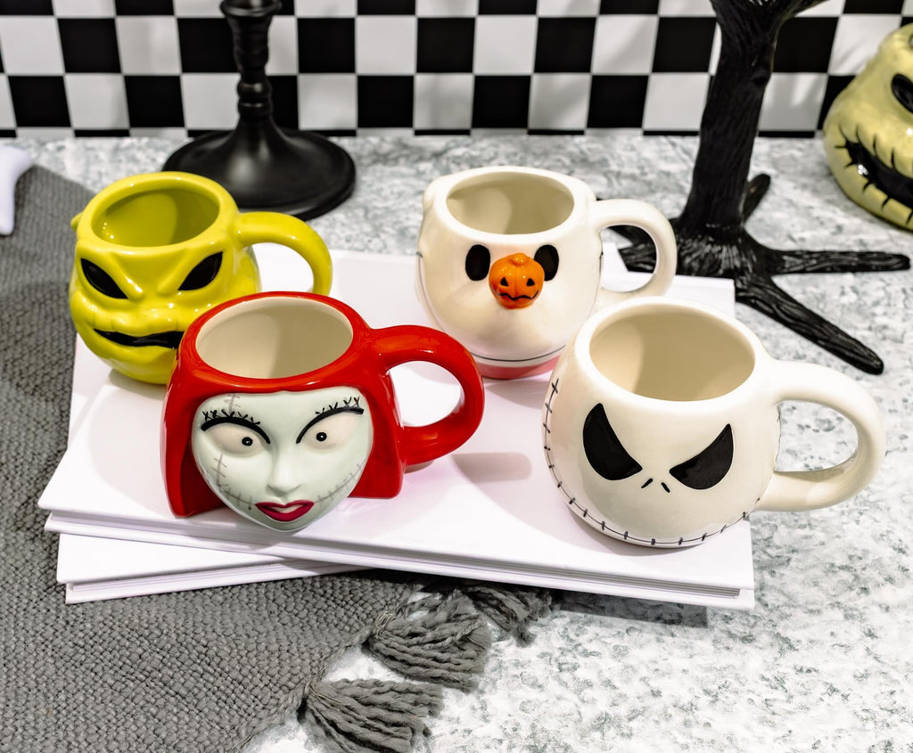 Disney The Nightmare Before Christmas 4-Piece Sculpted Mug Set | Holds 4 Ounces
