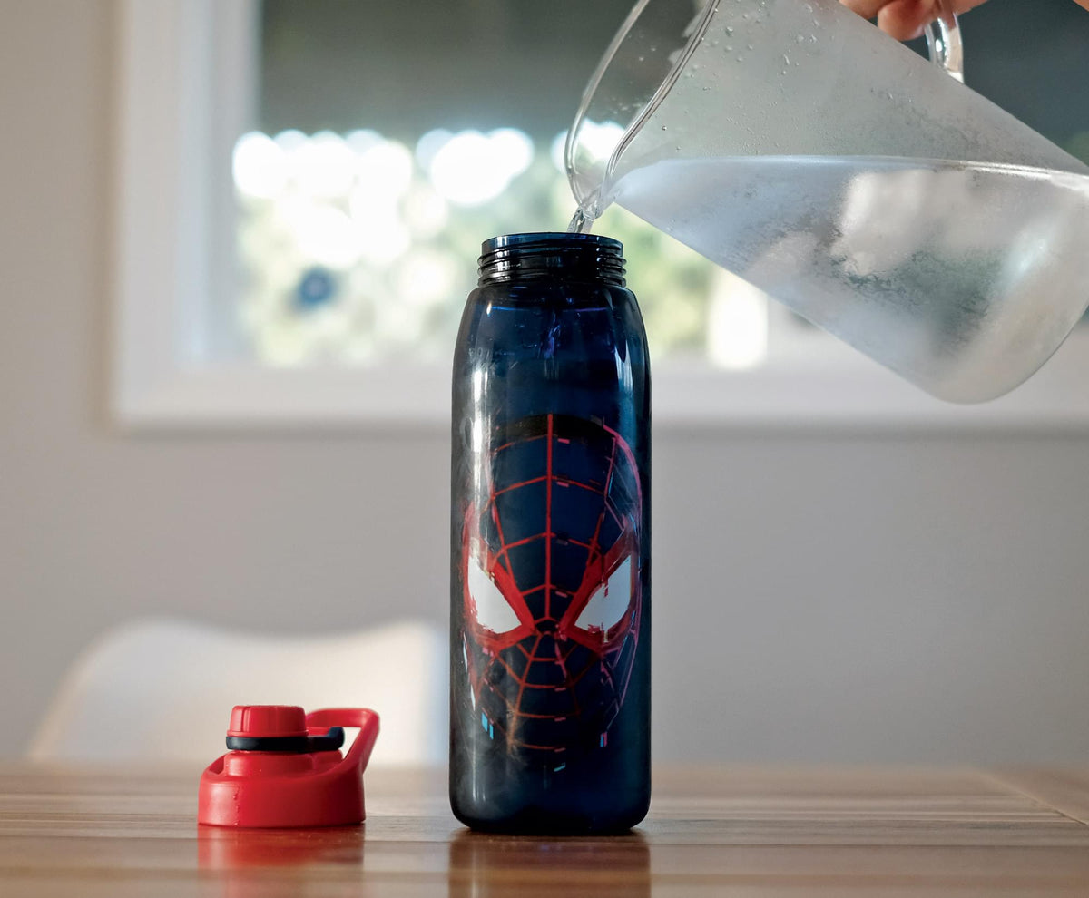 Marvel Spider-Man Miles Morales Plastic Water Bottle | Holds 28 Ounces