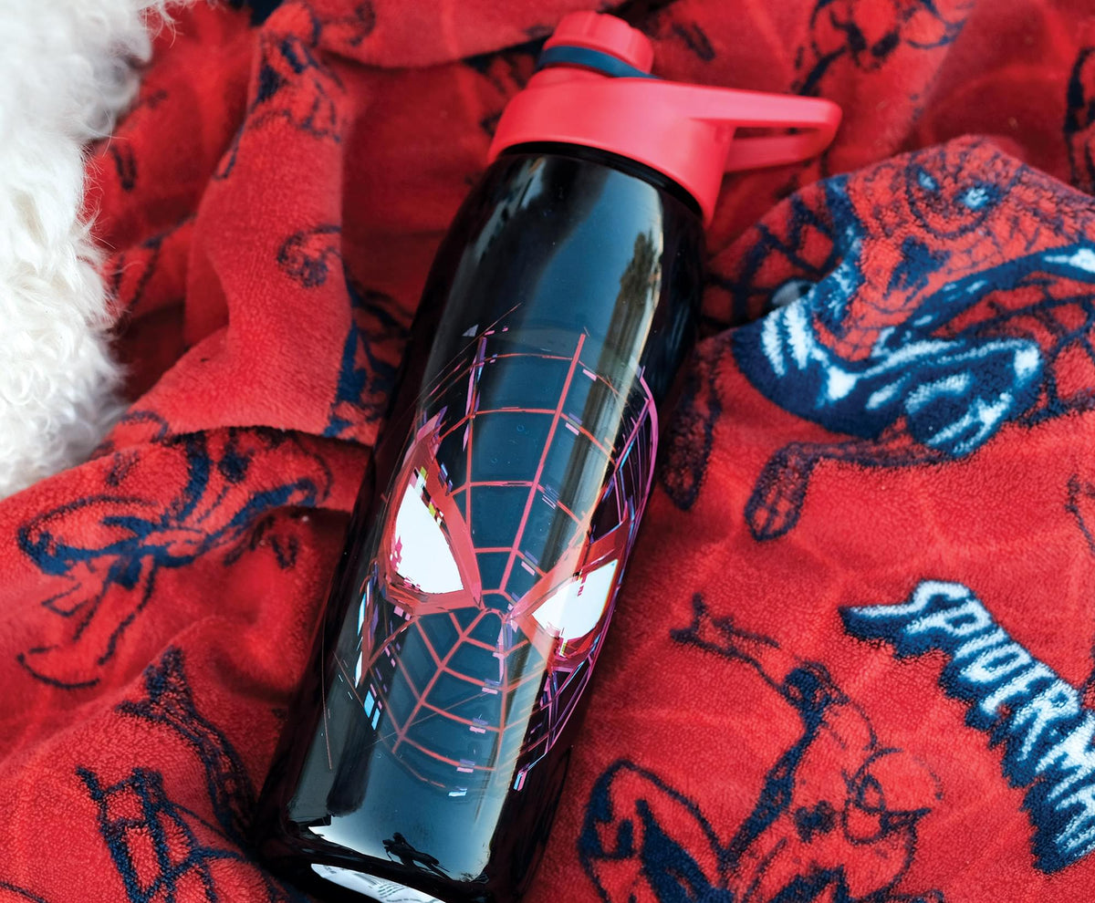 Marvel Spider-Man Miles Morales Plastic Water Bottle | Holds 28 Ounces
