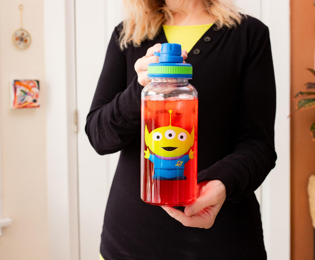 Disney Pixar Toy Story Alien 32-Ounce Twist Spout Water Bottle and Sticker Set