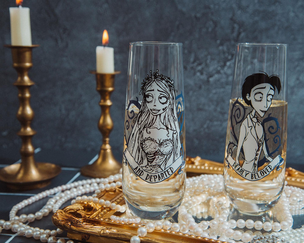 Tim Burton's Corpse Bride "Dearly Beloved" Stemless Fluted Glassware | Set of 2