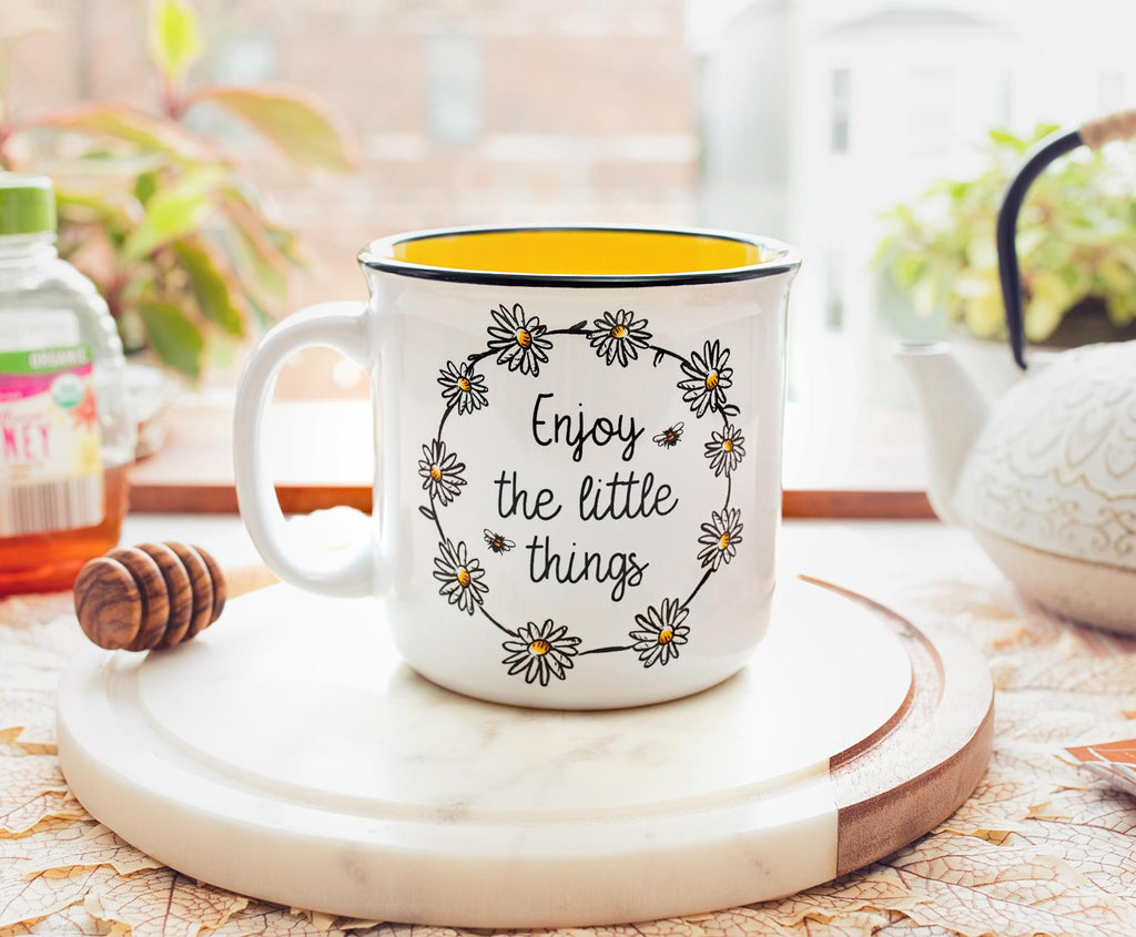 Disney Winnie the Pooh "Enjoy The Little Things" Ceramic Camper Mug | Holds 20 Ounces