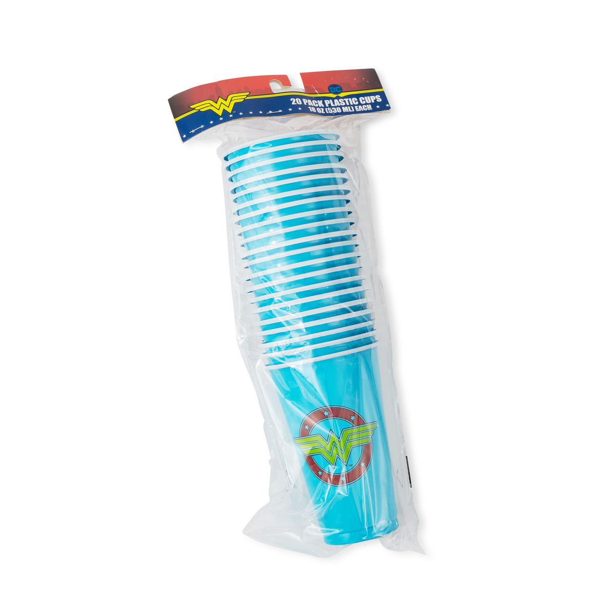 DC Comics Wonder Woman Logo 18-Ounce Disposable Plastic Cups | Set of 20