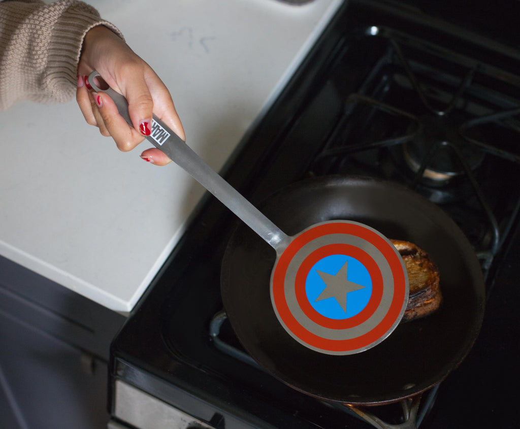 Marvel Captain America Shield Colored Flat Stainless Steel Wide Head Spatula