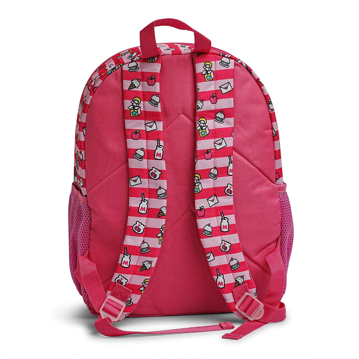 Sanrio Hello Kitty Pink Striped 16 Inch Backpack with Front Pocket