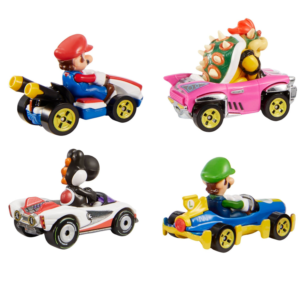 Hot Wheels Mario Kart Characters and Die-Cast Kart Vehicles, Set of 4